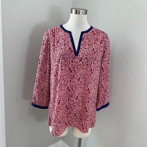 Nyjd Womens Medium Printed Split Neck Blouse Multicolor 3/4 Sleeve Shirt Top